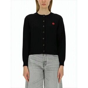 Kenzo Classic Black Wool Cardigan With Round Neckline And Button Front - NWT